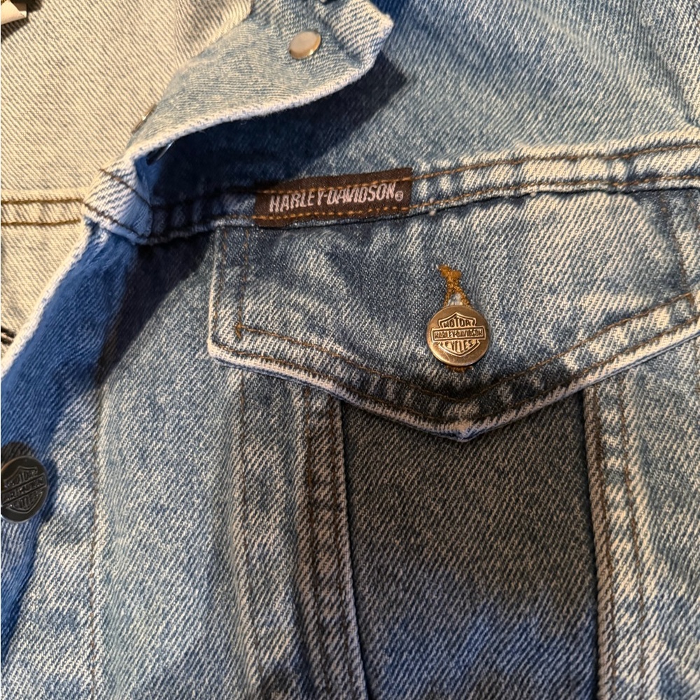 Harley-Davidson Light Blue Denim Vest - Picture 4 of 5